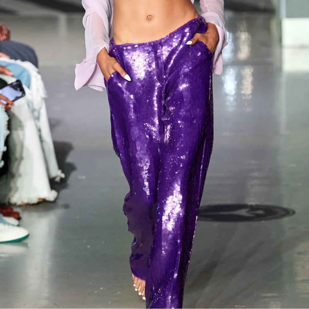 LaQuan Smith Purple trousers with sequins!